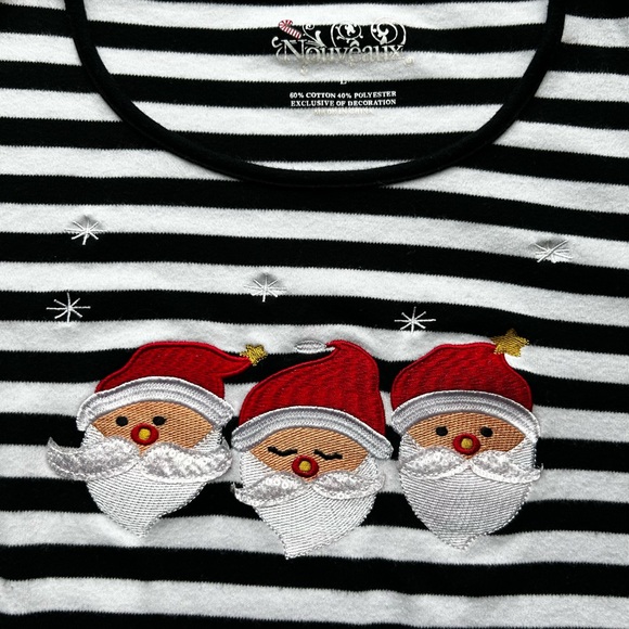 Women’s Nouveaux Striped Santa Claus Long Sleeve Top - Picture 2 of 3